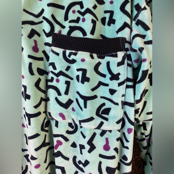 Velour collared maximalist sweater abstract vintage Keith Haring esque - Picture 3 of 14